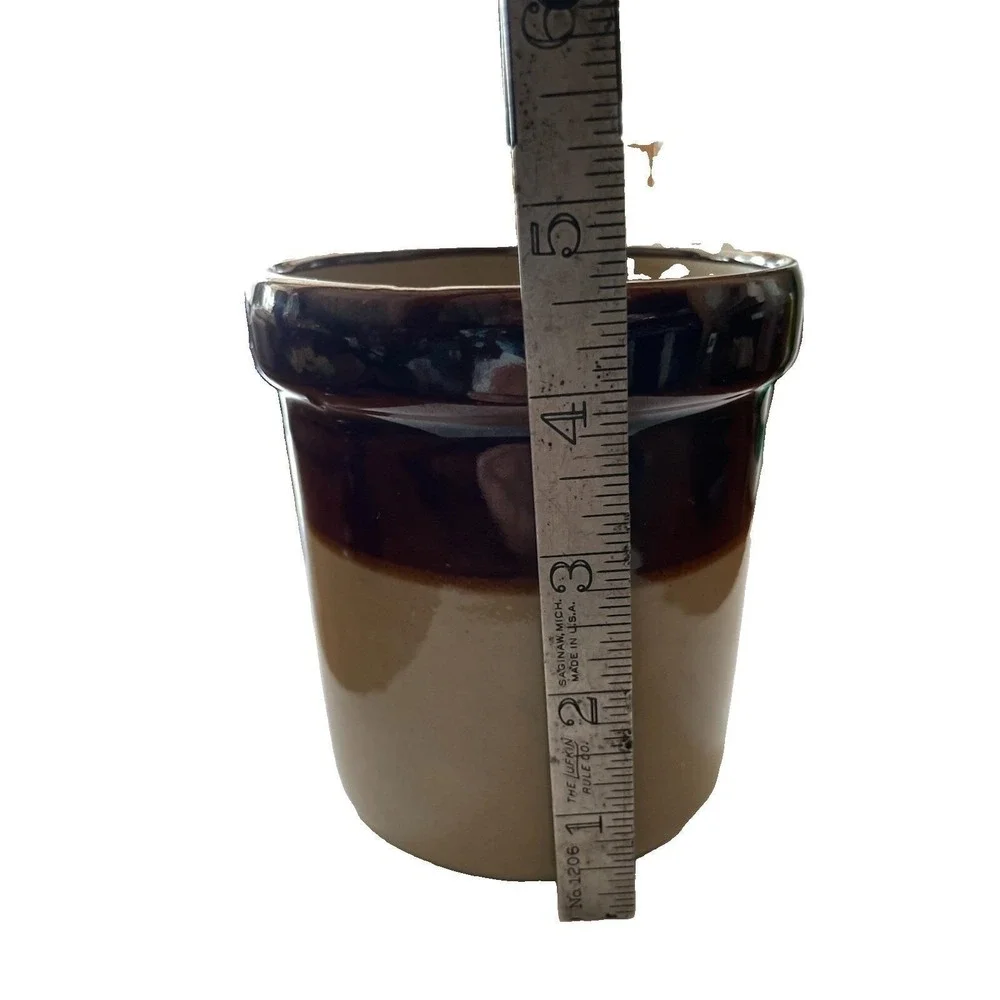 Vintage Pearson Chesterfield Crock Canister & Lid Two Tone Brown Beige
